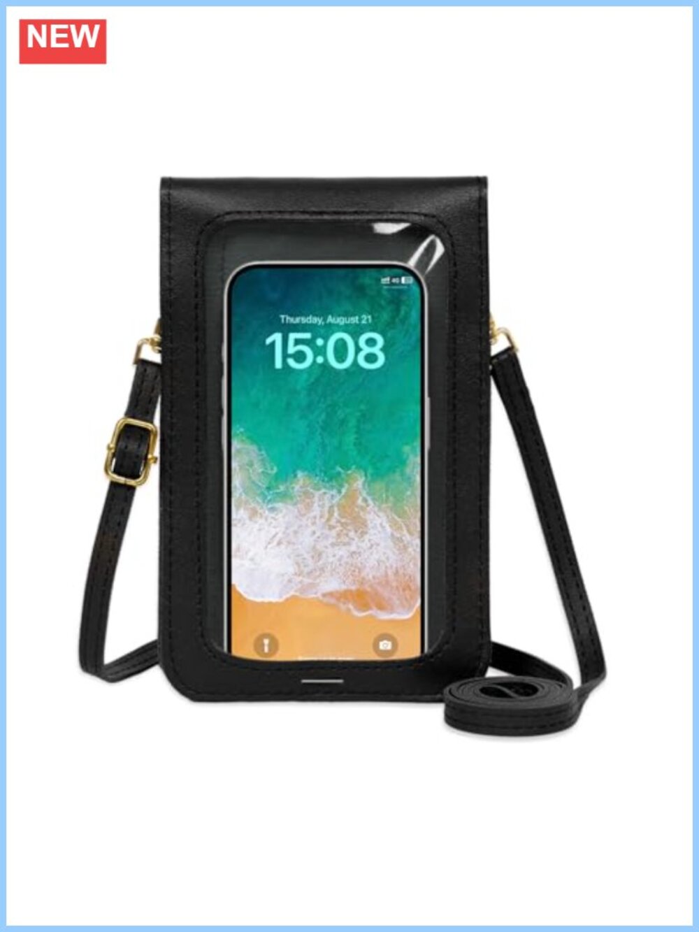 Small Crossbody Bag PU Leather Touchscreen Phone Purse Adjustable Strap